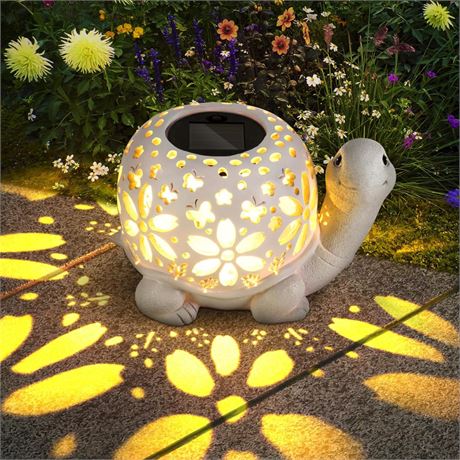 Solar Lantern Lights, Turtle Outdoor Lantern with Waterproof LED Garden Light,