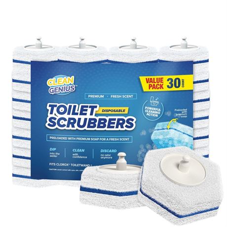 Clean Genius CleanGenius Prefilled Cleaning Disposable Toilet Scrubbers, 30