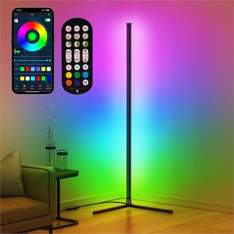 LED Corner Lamp, RGB Corner Floor Lamp with APP and Remote Control, 16 Million