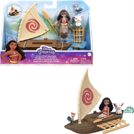 Mattel Disney Princess Moana Small Doll & Boat Playset with Floating Boat