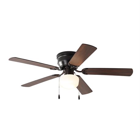 Mainstays 52 inch Hugger Indoor Ceiling Fan with Light Kit, Black, 5 Blades,,