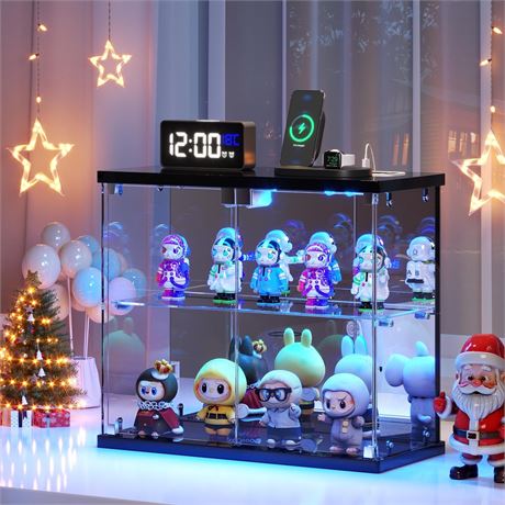 Dystler Lighted Clear Glass Display Case - for Figures & Collectibles, Small