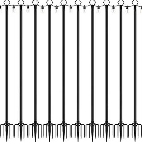 NUERPO 6 Pack String Light Poles,Metal Poles for Hanging Outdoor Light