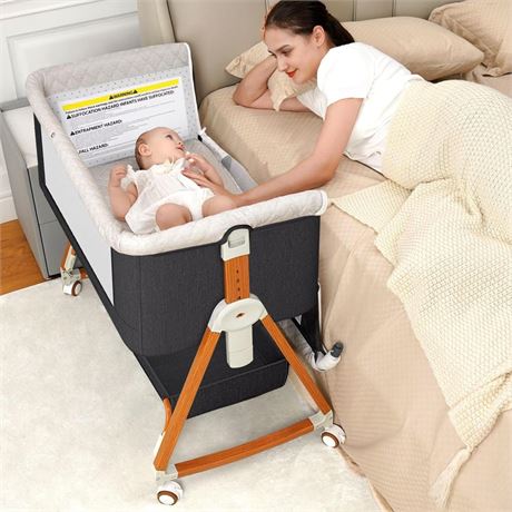 Baby Bassinet, Bedside Bassinet for Baby, 3 in 1 Bassinet Bedside Sleeper with