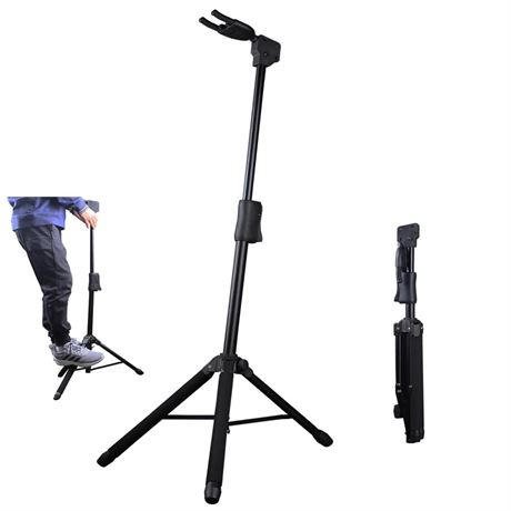 Guitar Stand with Auto-Lock System, Adjustable Folding Guitar Stand, Universal