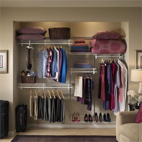 OFFSITE ClosetMaid 880900 ShelfTrack 5 to 8 Foot Wide Closet System Kit with 4