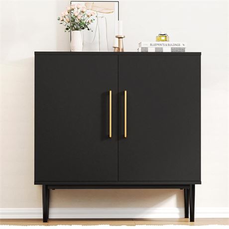 Modern Storage Cabinet, Free Standing Buffet Cabinet, Black Sideboard and