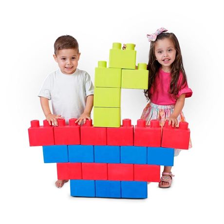 Large Foam Rubber Building Blocks MAX 24 Piece Creative, Educational, Safe and