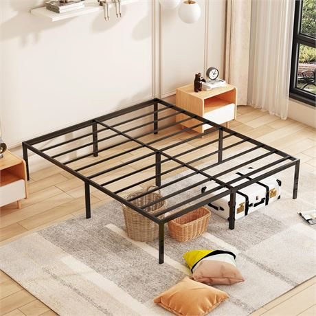 18 Inch Full Bed Frame Heavy Duty Metal Frames No Box Spring Needed, Metal