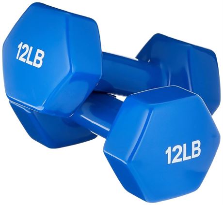 Amazon Basics Vinyl Coated Dumbbell Hand Weights 12 Pounds, Pair