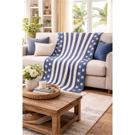 Lanwood Home Liberty Star Stripe Throw Throw Blanket  Oversize Throw