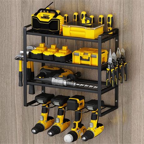 Warome Power Tool Organizer, Drill Holder Wall Mount, 4 Layers Heavy Duty Metal