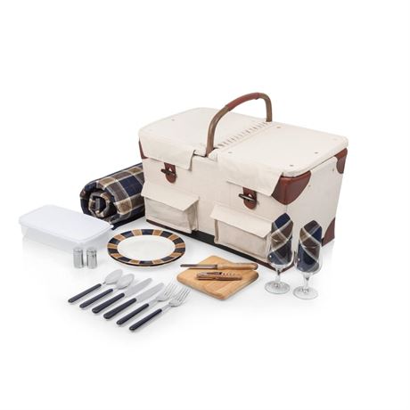 PICNIC TIME Pioneer Deluxe Picnic Basket with Blanket, Original Design Set for