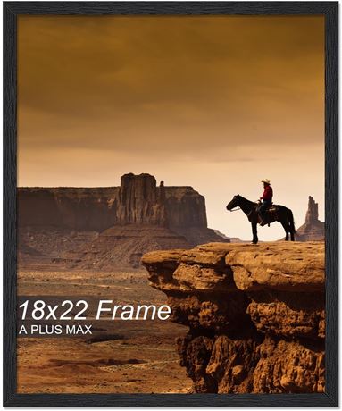 A PLUS MAX 18x22 Picture Frame, Black Engineered Wood Frame for 18 x 22 Inch