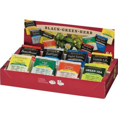 Bigelow  Assorted Black  Green  Herbal Tea Bags  Variety Pack  64 Count