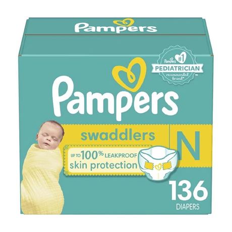 OFFSITE Pampers Swaddlers Diapers, Newborn, 136 Count