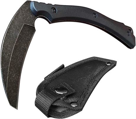 Fixed blade knife, outdoor hunting camping sickle, stonewash blade, high