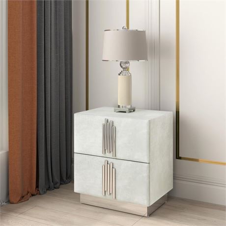 Upholstered Nightstand, Modern Bedroom 2 Drawer Upholstered Cabinet, Perfect