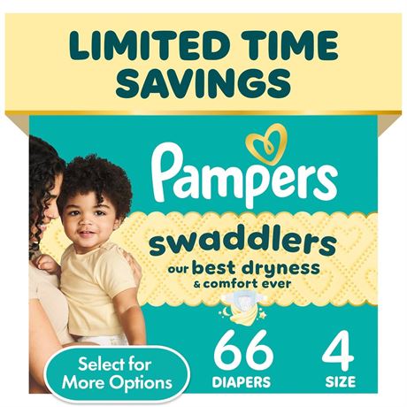 Pampers Swaddlers Diapers, Size S4, 66 Count (Select for More Options)