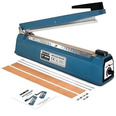 ROMECH 12 Inch Impulse Bag Sealer, Solid Metal Housing Heavy Duty Manual Heat