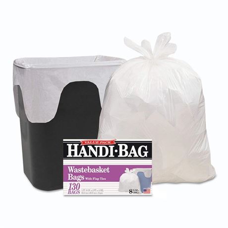 HAB6FW130CT Handi-Bag Super Value Pack 8gal, 0.6mil, 22 X 24, White, 130/box, 6