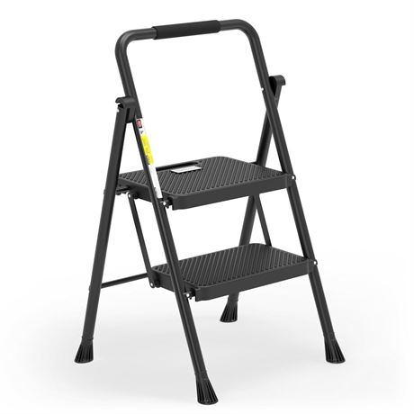 HBTower 2 Step Ladder, Folding Step Stool with Wide Anti-Slip Pedal, Sturdy