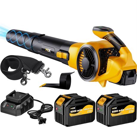 MOK Leaf Blower Cordless,Brushless Motor with 2 * 6.0Ah Battery Powered,
