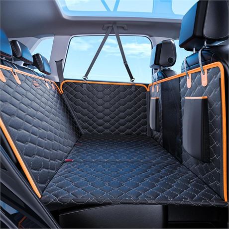 MIXJOY Back Seat Extender for Dogs, Hard Bottom Dog Car Seat Cover for Back