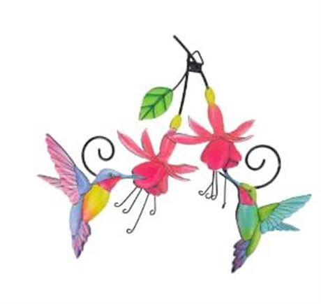 Hummingbirds Metal Wall Art Decor,3D Vividly Colorful Metal Wall Outdoor