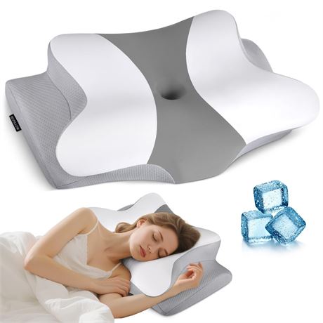 Cervical Neck Pillow for Pain Relief - Ergonomic Pillow Side Sleeper Pillow for