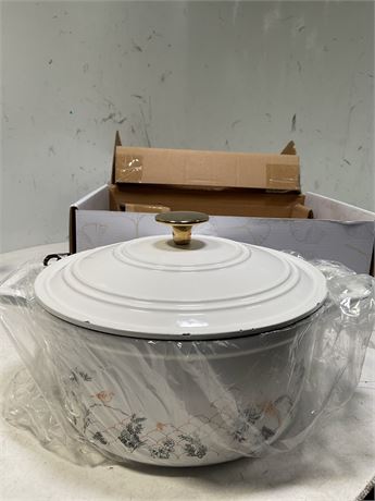CAROTE Cast Iron Dutch Oven Pot with Lid, 5QT Enameled Floral Dutch Ovens with