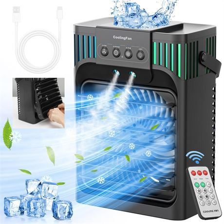 Portable Air Conditioners, 3 in 1 Evaporative Air Cooler, 7 LED Light and 3