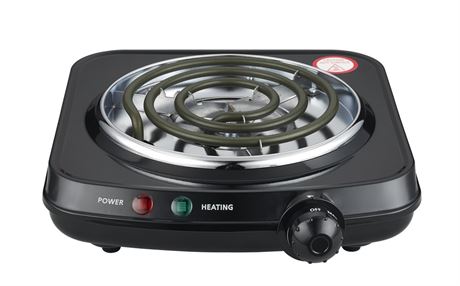 Mainstays Single Coil Electric Burner and Hot Plate,  1100W, Black
