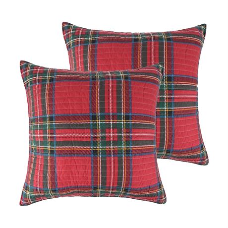 Levtex Home - Spencer Plaid Quilted Euro Sham (26x26in.) -  Christmas Tartan