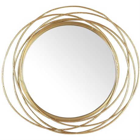 Decorative Round Rings Mirror, 27.25" D - Gold