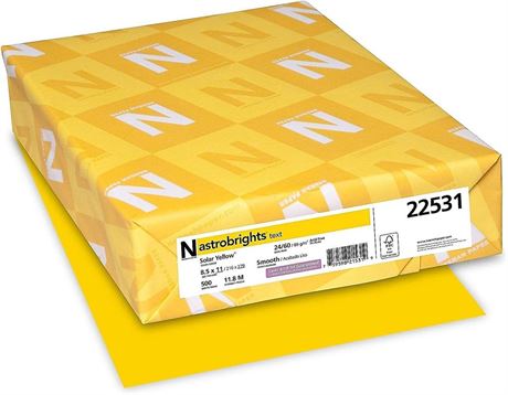 Neenah Paper 22531 Color Paper, 24lb, 8 1/2 x 11, Solar Yellow, 500 Sheets 500