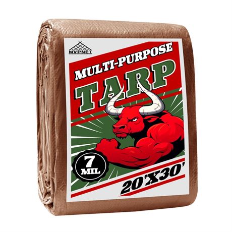 Tarp 20x30 ft 100% Waterproof 7mil Durable Grommets and Reinforced Edges,Uv