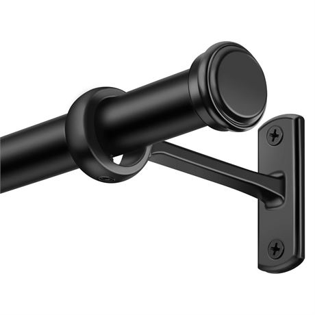 Curtain Rods, 1 Inch Curtain Rods for Windows 28 to 48, Black Curtain Rod,