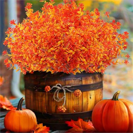 Artificial Fall Flowers for Outdoors, 6 Bundles Artificial Plants UV Resistant