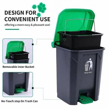 Pack Dog Poop Trash Can with 20 Liter Step Can, Removable