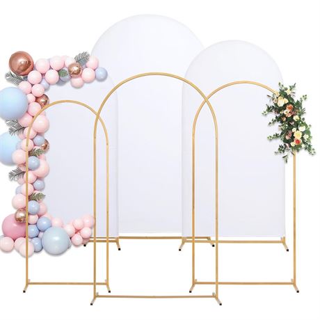 Metal Arch Backdrop Stand and Cover Set, 7.2FT, 6.6FT, 6FT Wedding Arch Frame,