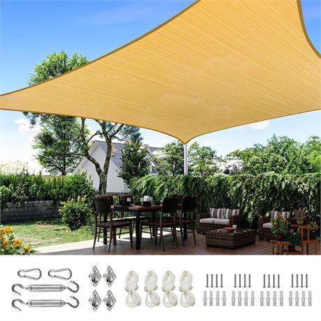 Quictent 12x16ft Rectangular Sun Shade Sail 185G HDPE Canopy 98% UV Block