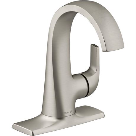 KOHLER Cursiva Single Handle Single Hole Bathroom Faucet in Vibrant Brushed