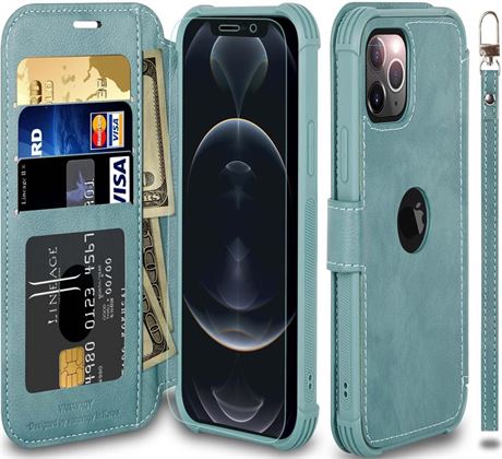 VANAVAGY Compatible for iPhone 12/iPhone12 Pro Wallet Case for Women and