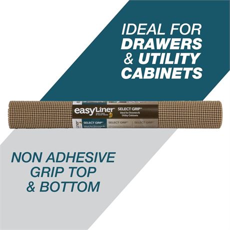 Duck Brand EasyLiner Select Grip Shelf Liner, Taupe, 20 in. x 6 ft. Roll/2 rolls