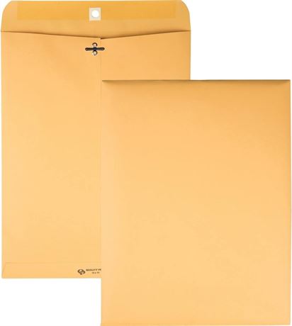 Quality Park 10" x 13" Clasp Envelopes, Heavy 32 lb Brown Kraft, Gummed Flap,