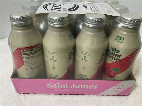 Saint James Organic Black Tea, Red Raspberry, Zero Sugar, Kosher, USDA