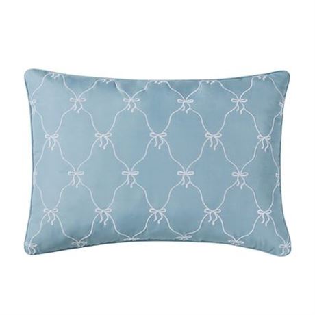 Home Decor Collection 14  X 20  Blue Bow Embroidered Decorative Pillow