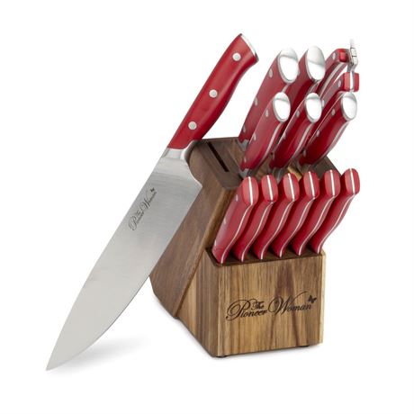 The Pioneer Woman Pioneer Signature 14-Piece Stainless Steel Knife Block Set,