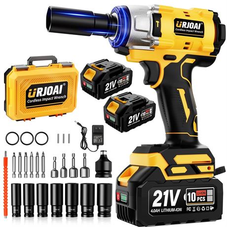 Urjoai Cordless Impact Wrench - 590Ft-lbs (800N.m) Brushless 1/2 inch, 3300RPM